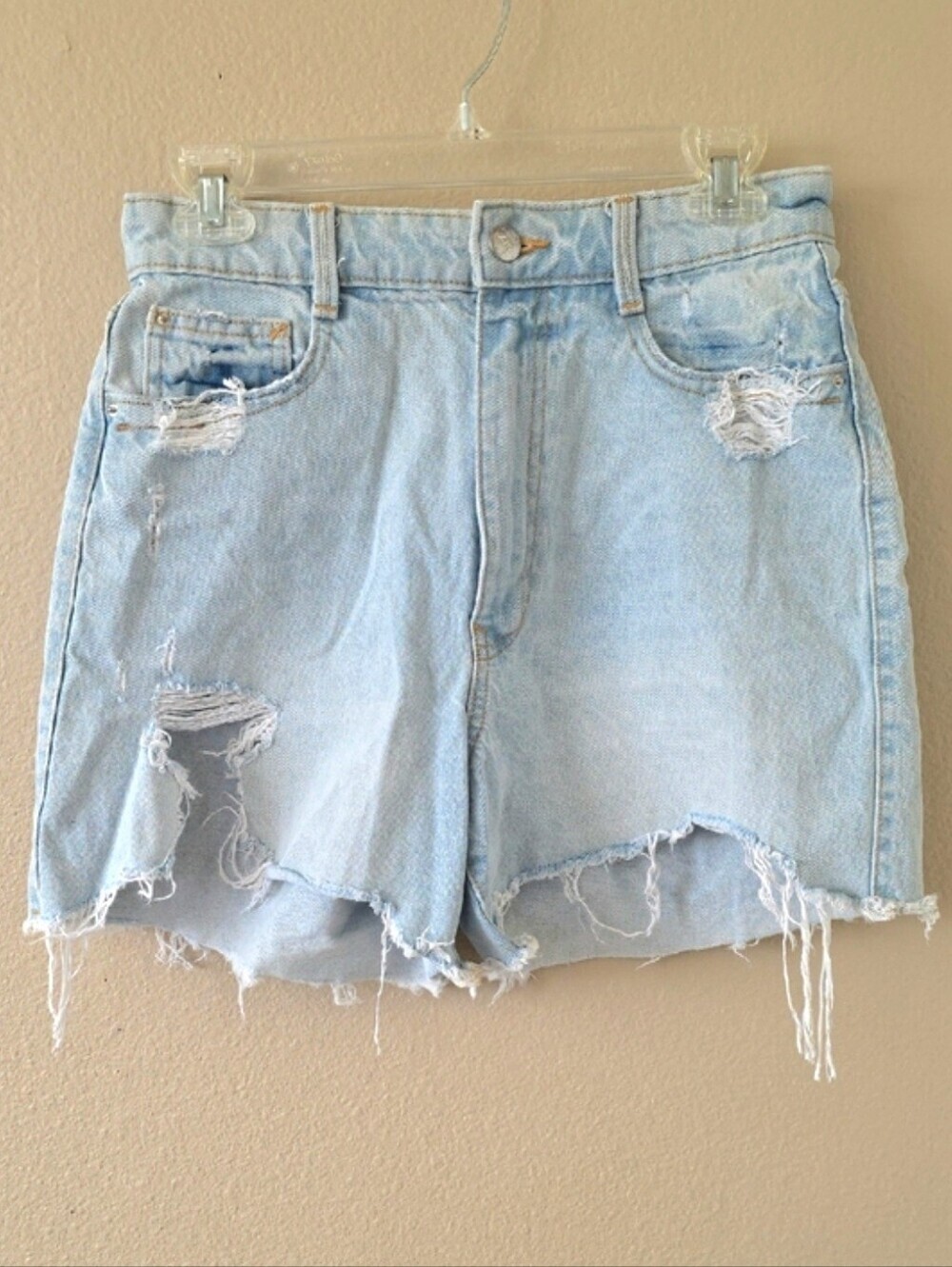 Zara Womens High Rise Cutoff Distressed Denim Shorts Casual Vacation - Size 6